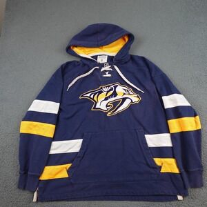 Nashville Predators Hoodie Sweatshirt Mens XL Blue NHL Hockey CCM Lace Up